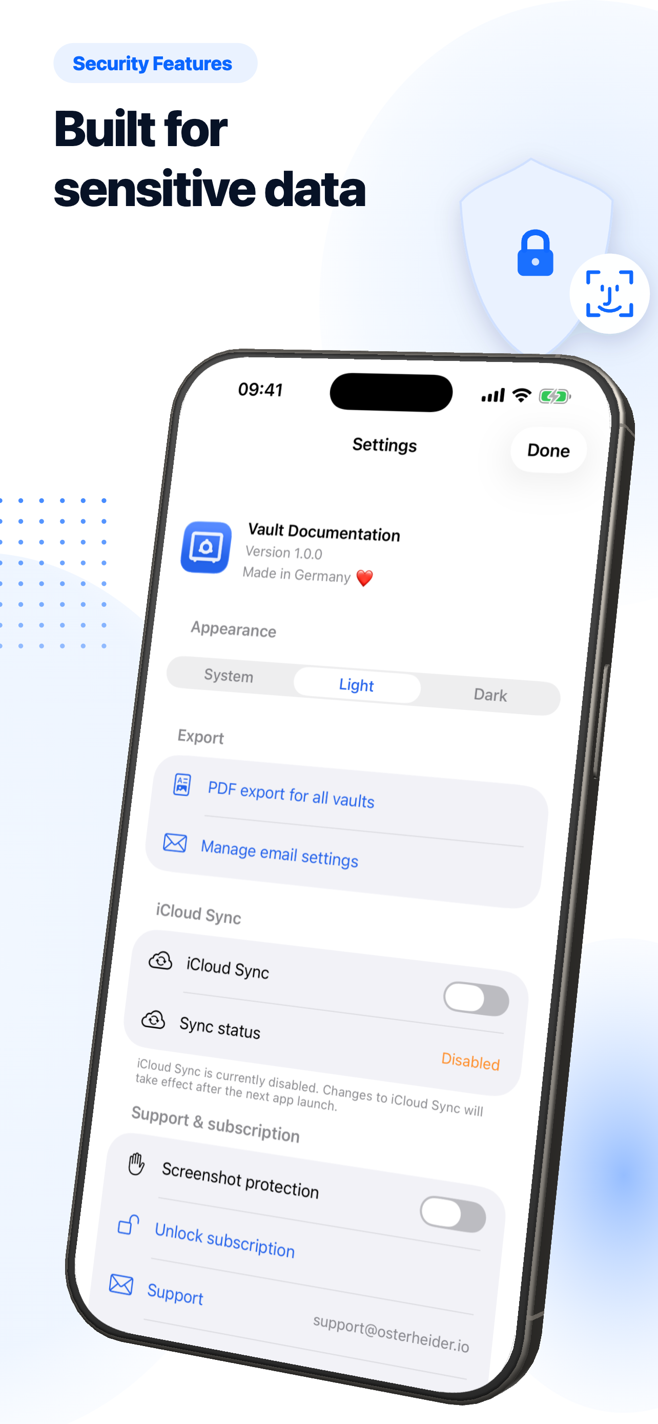 Face ID, auto-lock, screenshot blur